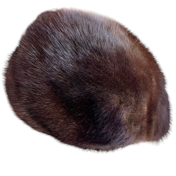 Vintage brown mink fur MCM pillbox hat - Picture 1 of 12